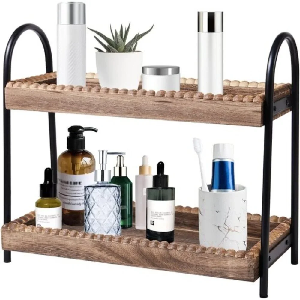 New 2-Tier Bathroom Countertop Organizer, Vanity Storage Shelf for Skincare